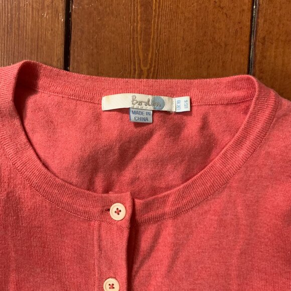 Boden Petal Pink Crewneck Button Front Women's US 6 3/4 Sleeve Cardigan Pastel - Picture 5 of 10